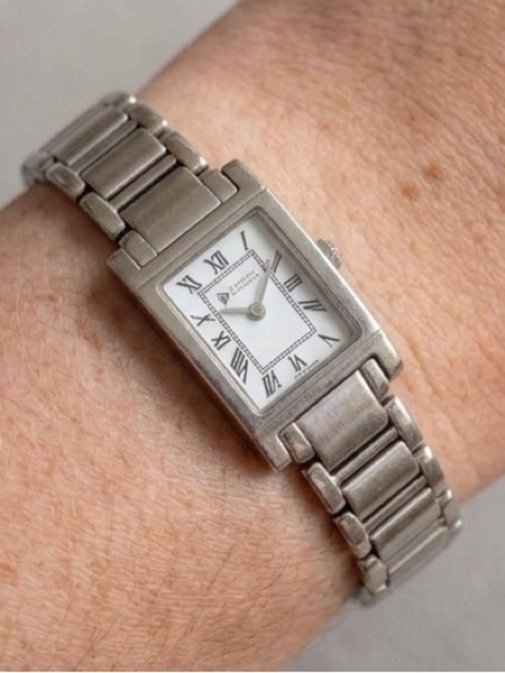 Silpada Designs Stainless Steel Tank Watch Roman Numeral White Dial